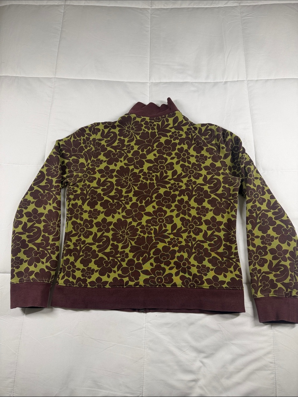 Boden Olive & Brown Floral Full Zip Sweatshirt Jacket. M - Picture 12 of 13